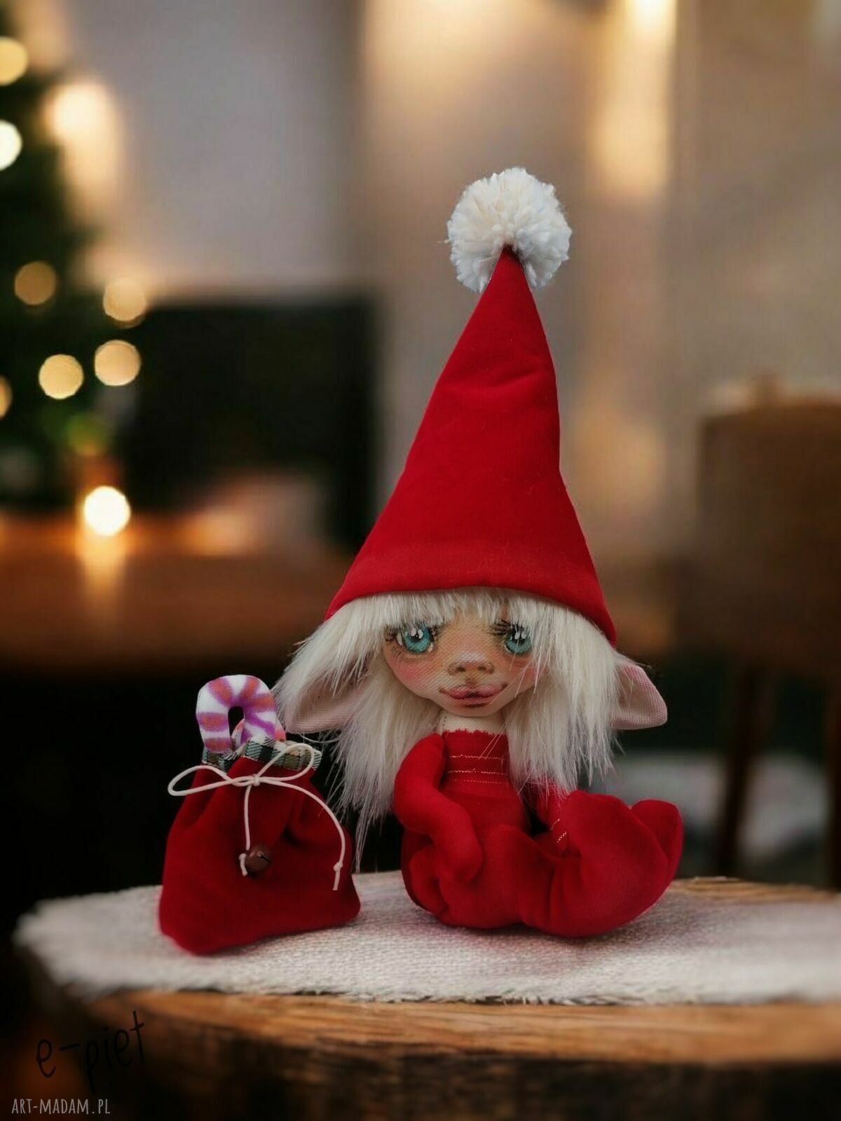 Elf Mikołajek e-piet - artystyczna lalka kolekcjonerska na Boże Narodzenie