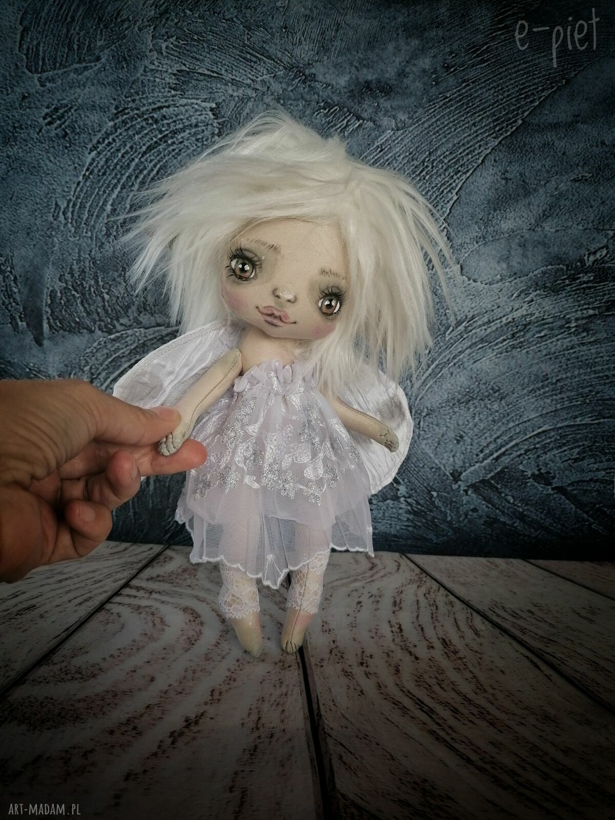 Elfka e-Piet - artystyczna lalka z tkaniny 22 cm