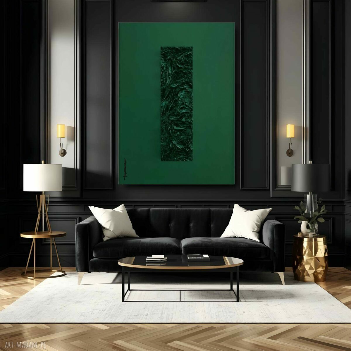 EMERALDA - wielkoformatowy obraz autorski z grubą rzeźbą na płótnie 100x150 cm
