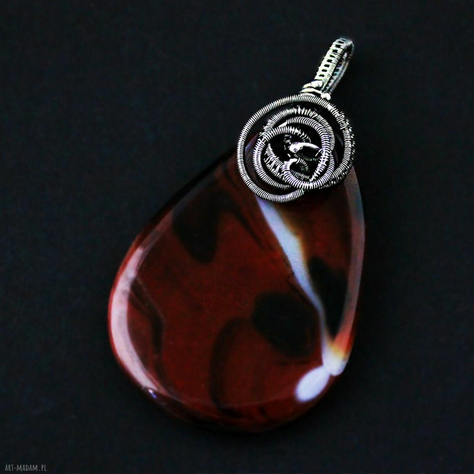 Emma - bardzo duży wisior z brązowym agatem wire wrapping