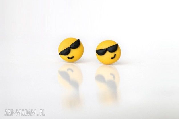 Emotikony okulary słoneczne kolczyki wkręty Fimo, stal chirurgiczna