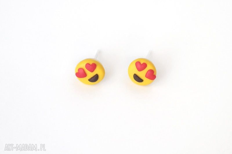 Emotikony serca - kolczyki wkręty handmade