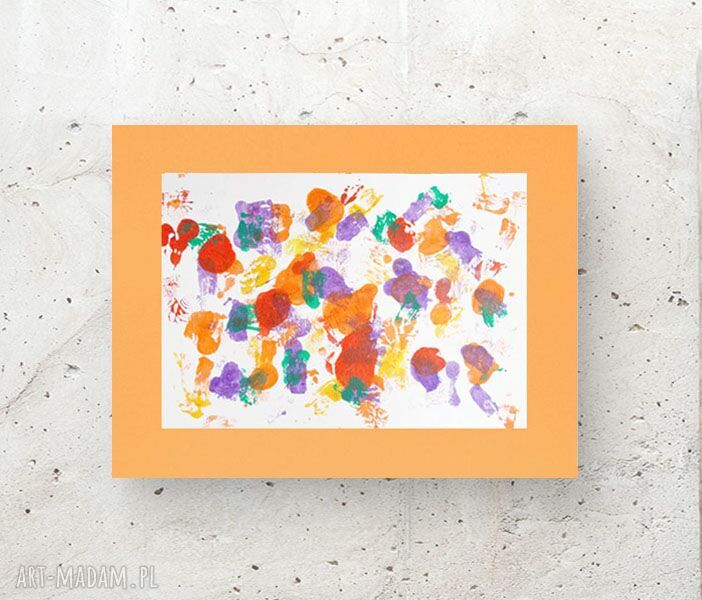Energetyczna kolorowa abstrakcja - ręcznie malowana grafika 30x40 do jadalni