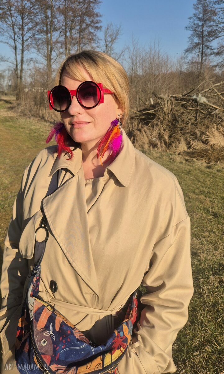 Kolczyki energetyczne z piór - lekkie, kolorowe boho