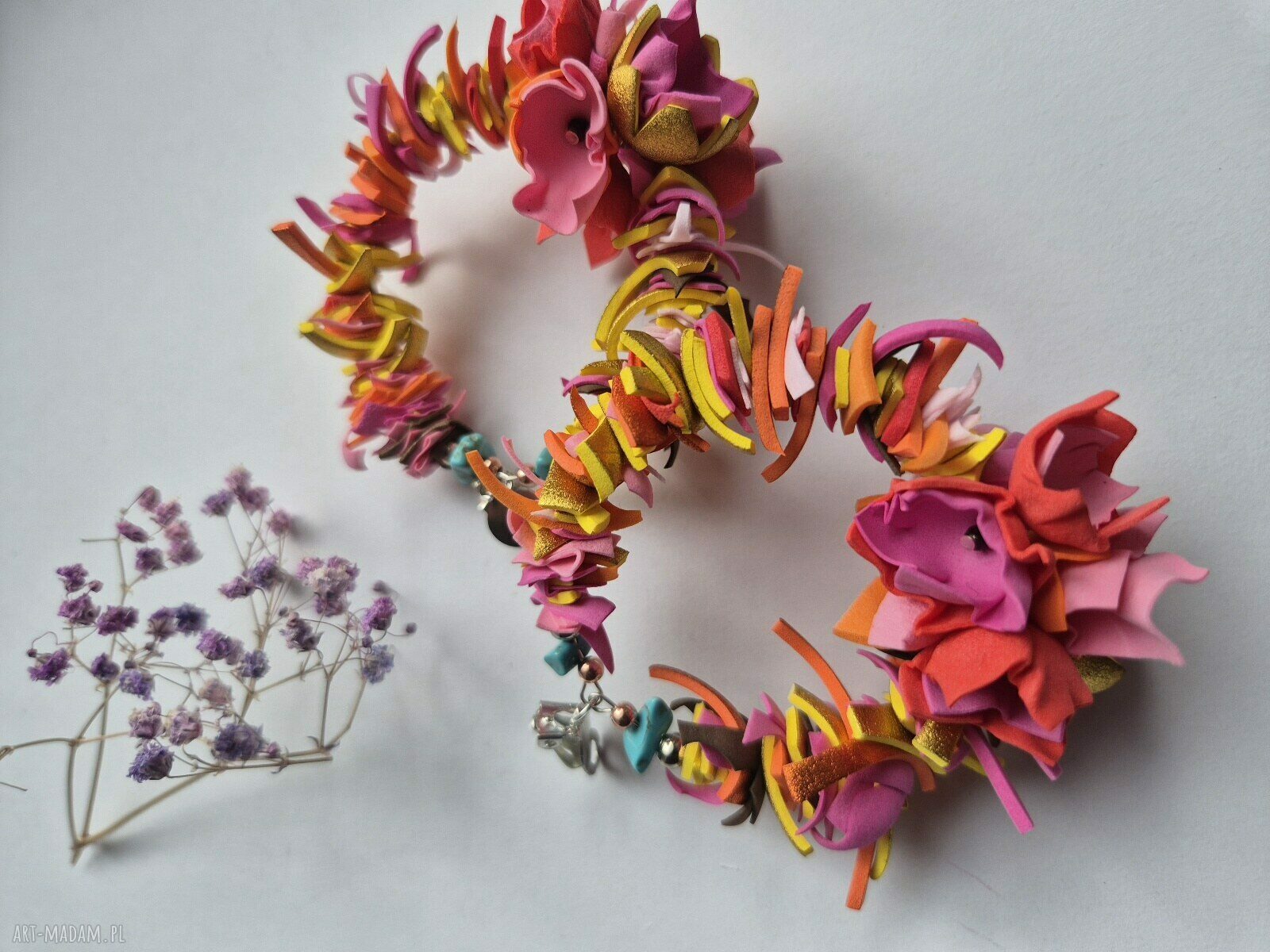 Klipsy energetyczne ukwiecone koła - lekkie boho Frida, ręcznie robione