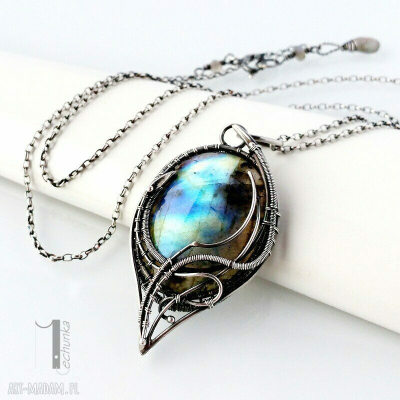 naszyjniki: Eos naszyjnik srebrny z labradorytem ręcznie robione