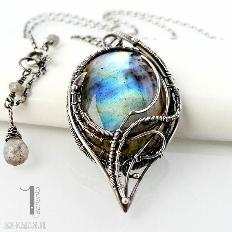 naszyjniki: Eos naszyjnik srebrny z labradorytem ręcznie robione