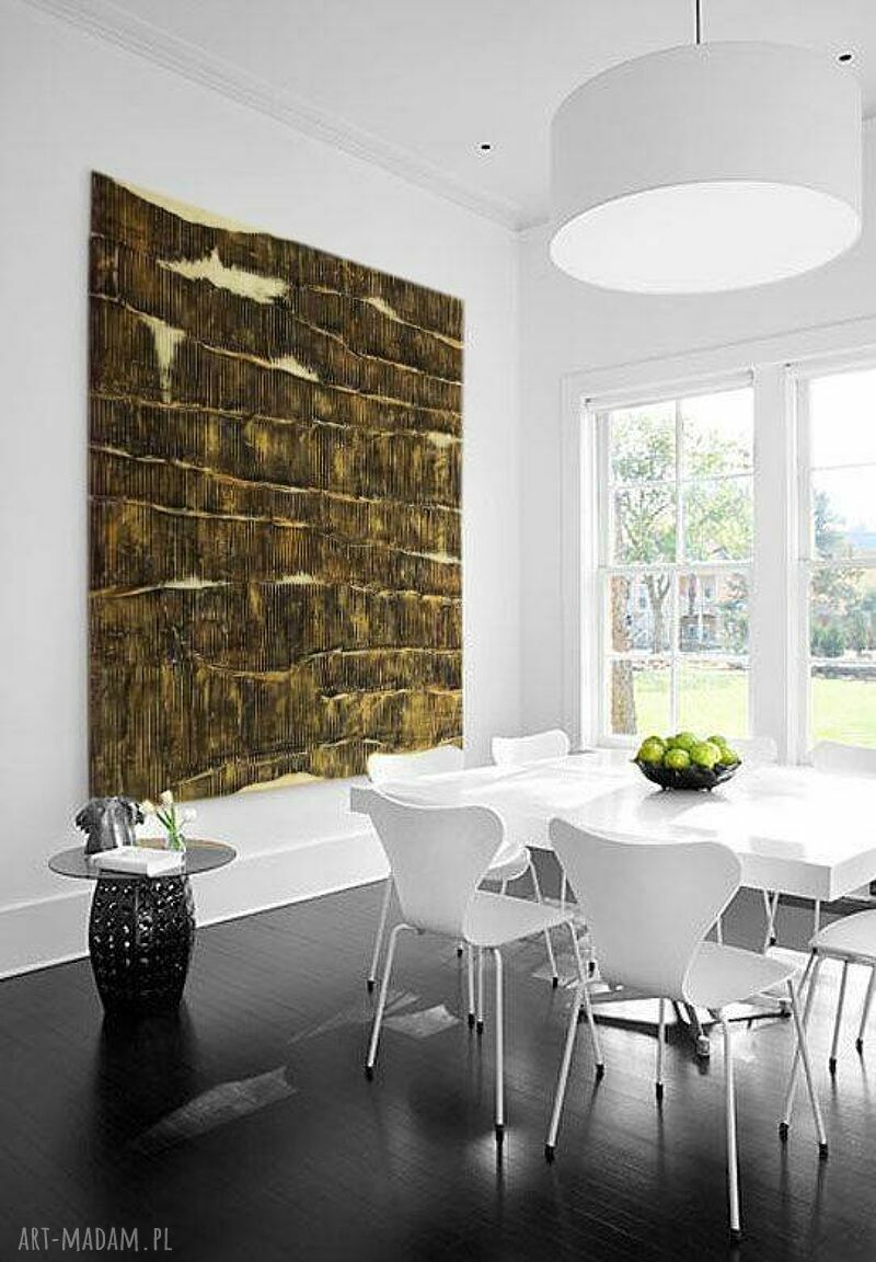 Metaliczny obraz ESPLENDIDO - rzezbiona struktura złoto-grafit 100x150 cm