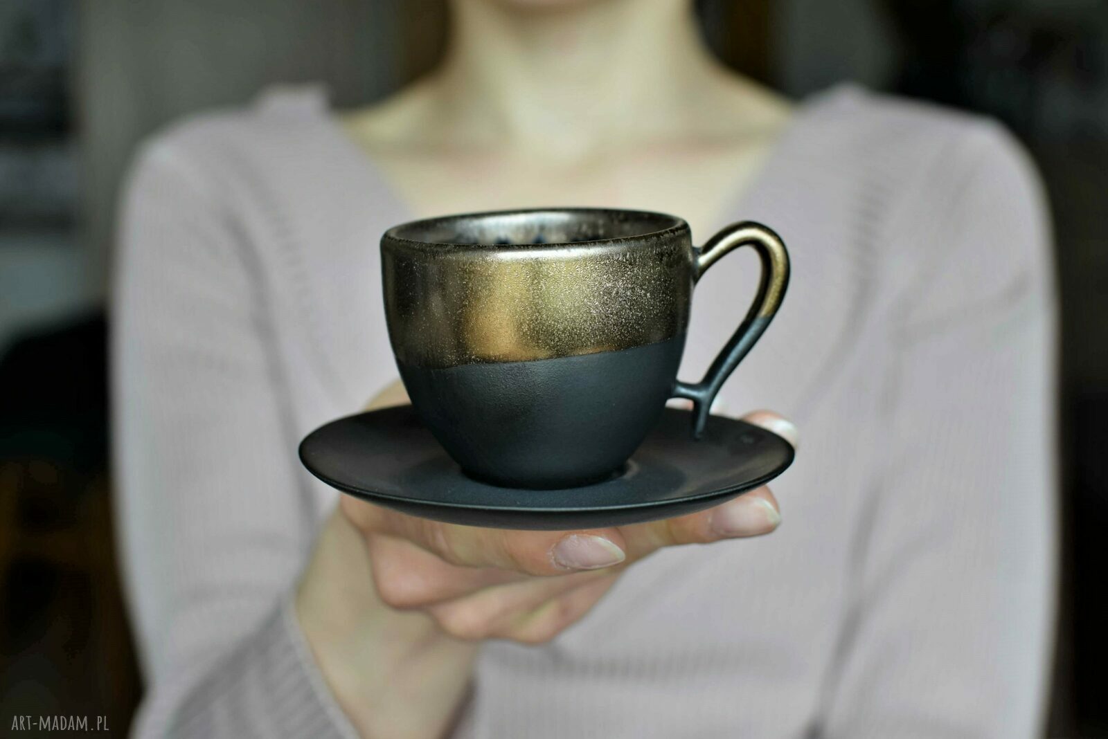 Filiżanka espresso Złoto i Czerń 75ml