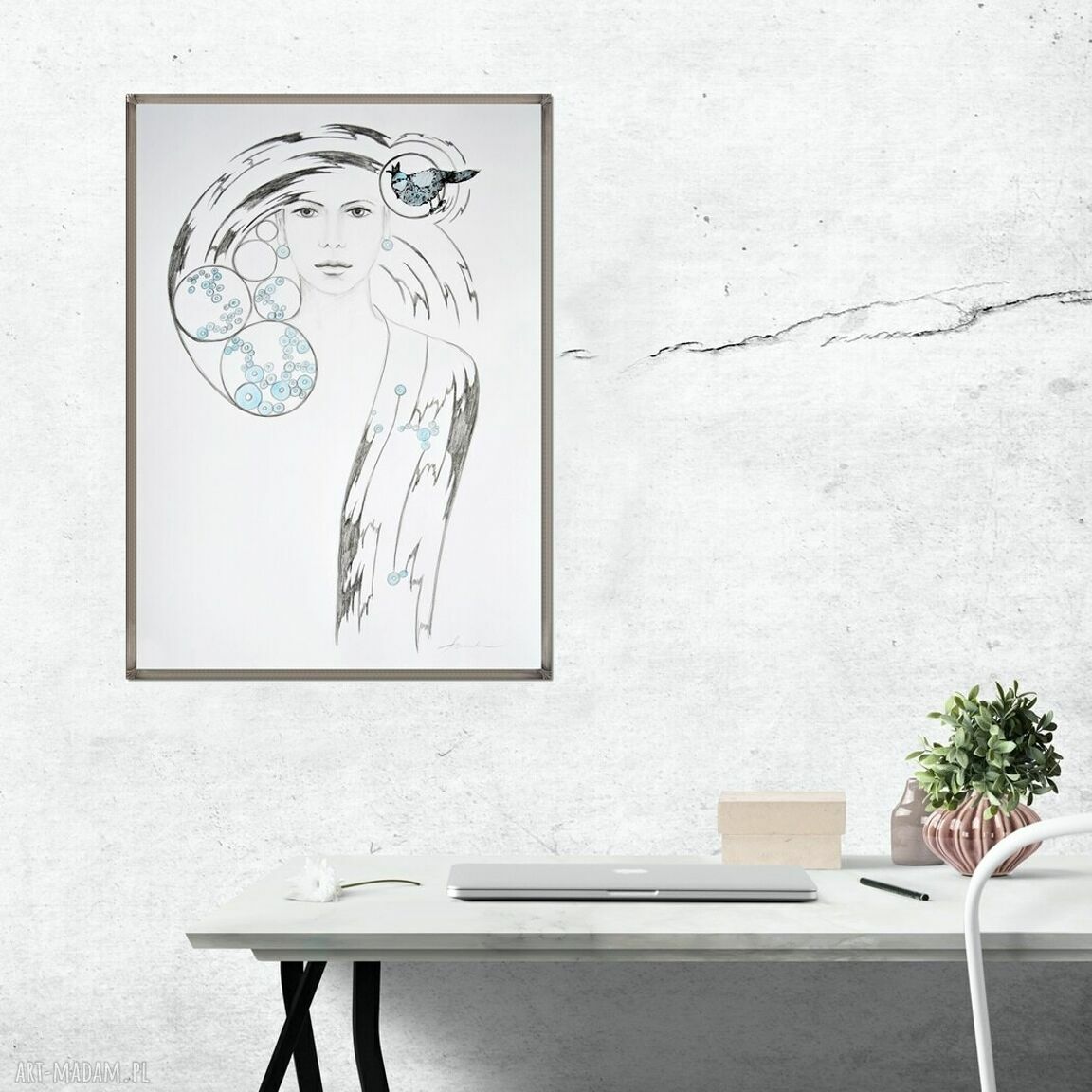 Eterna II - kobieta, rysunek ręcznie wykonany (50x70 cm)