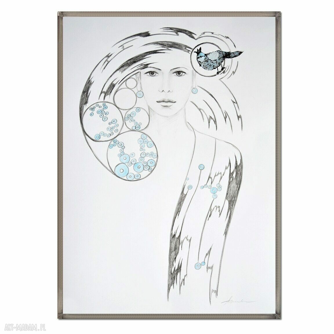 Eterna II - kobieta, rysunek ręcznie wykonany (50x70 cm)