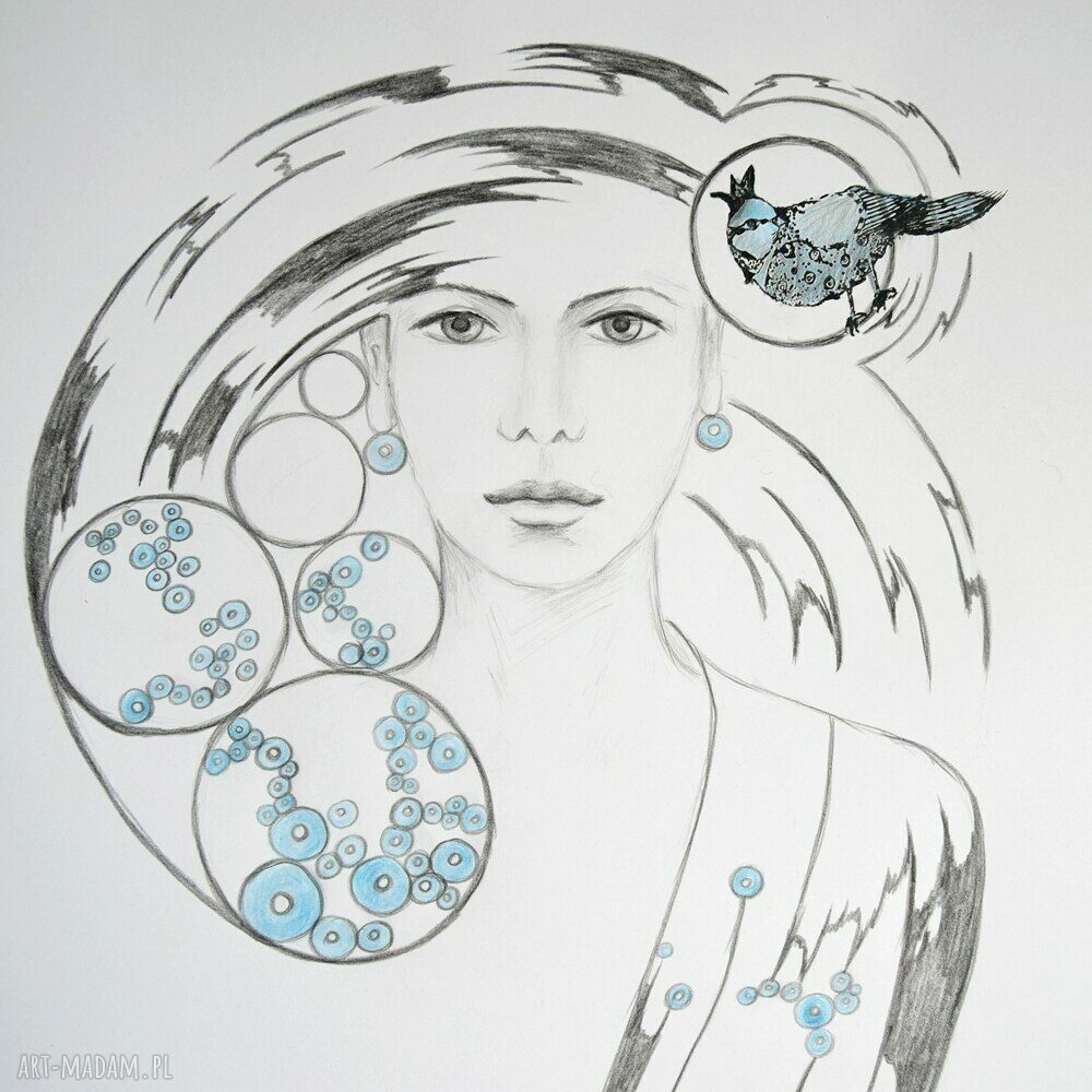 Eterna II - kobieta, rysunek ręcznie wykonany (50x70 cm)