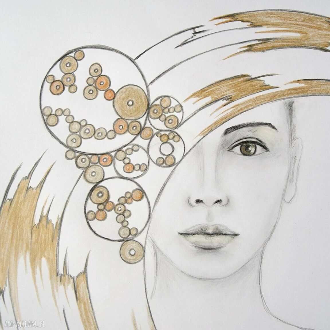 Obraz Eterna III - kobieta - grafika ręcznie rysowana 50x70 cm