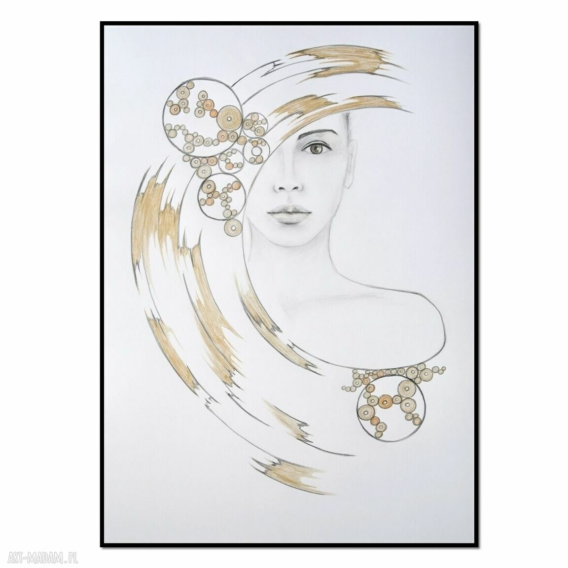 Obraz Eterna III - kobieta - grafika ręcznie rysowana 50x70 cm