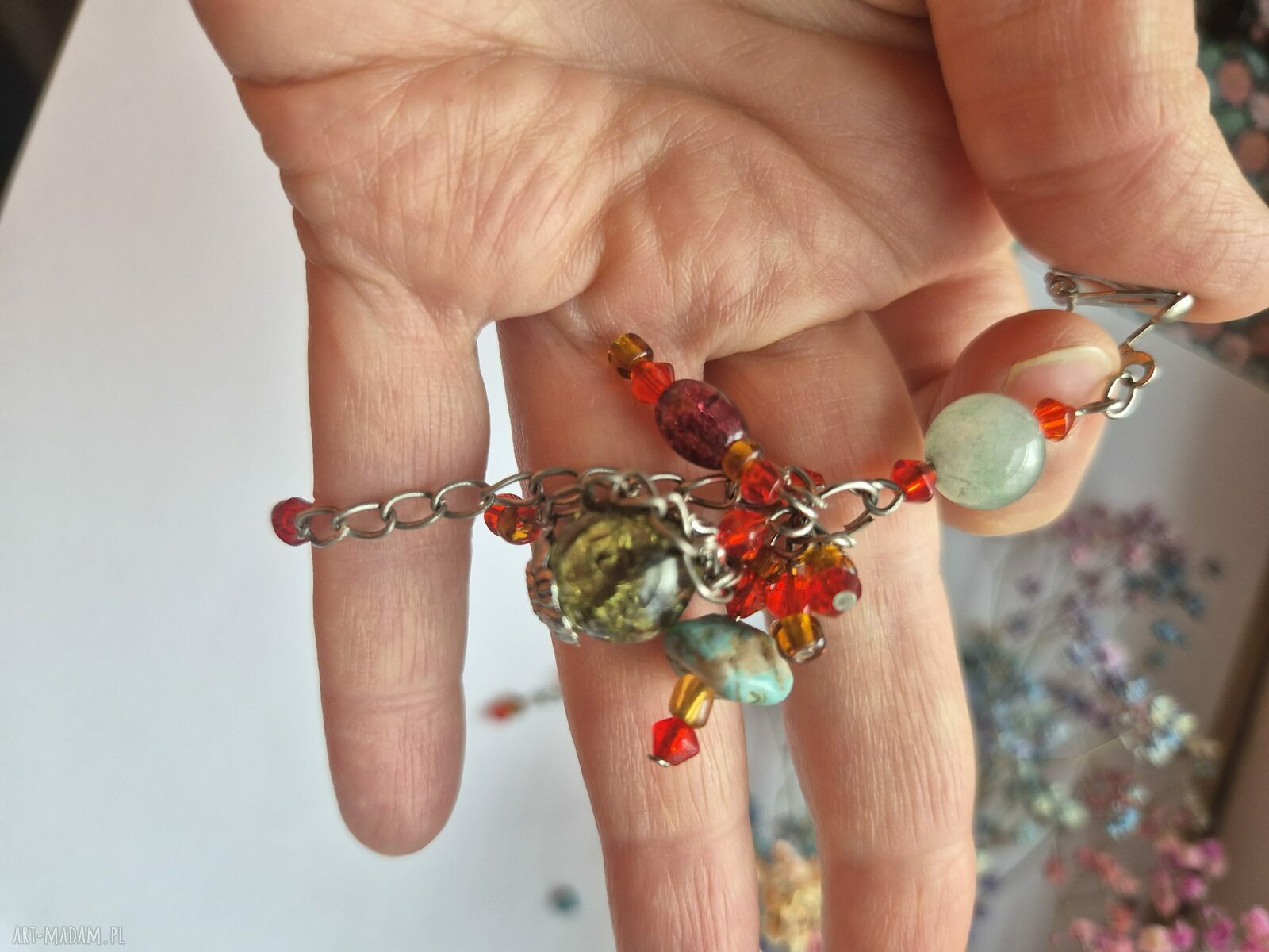 Ręcznie robione klipsy Etna Boho Folk - żółte chwosty