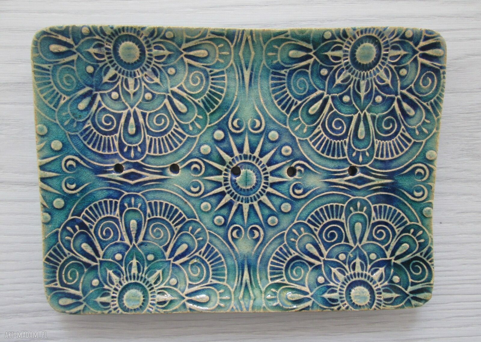 Etniczna mydelniczka ceramiczna - ręcznie robiona
