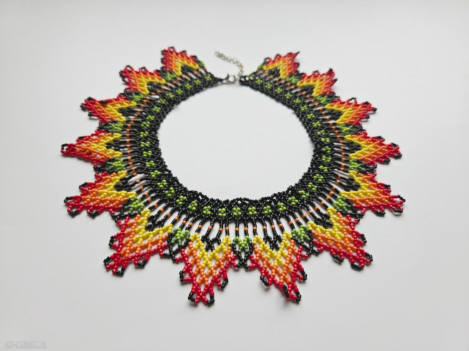 Etniczny naszyjnik „Ogień Słońca” Emberá - koralikowy choker boho