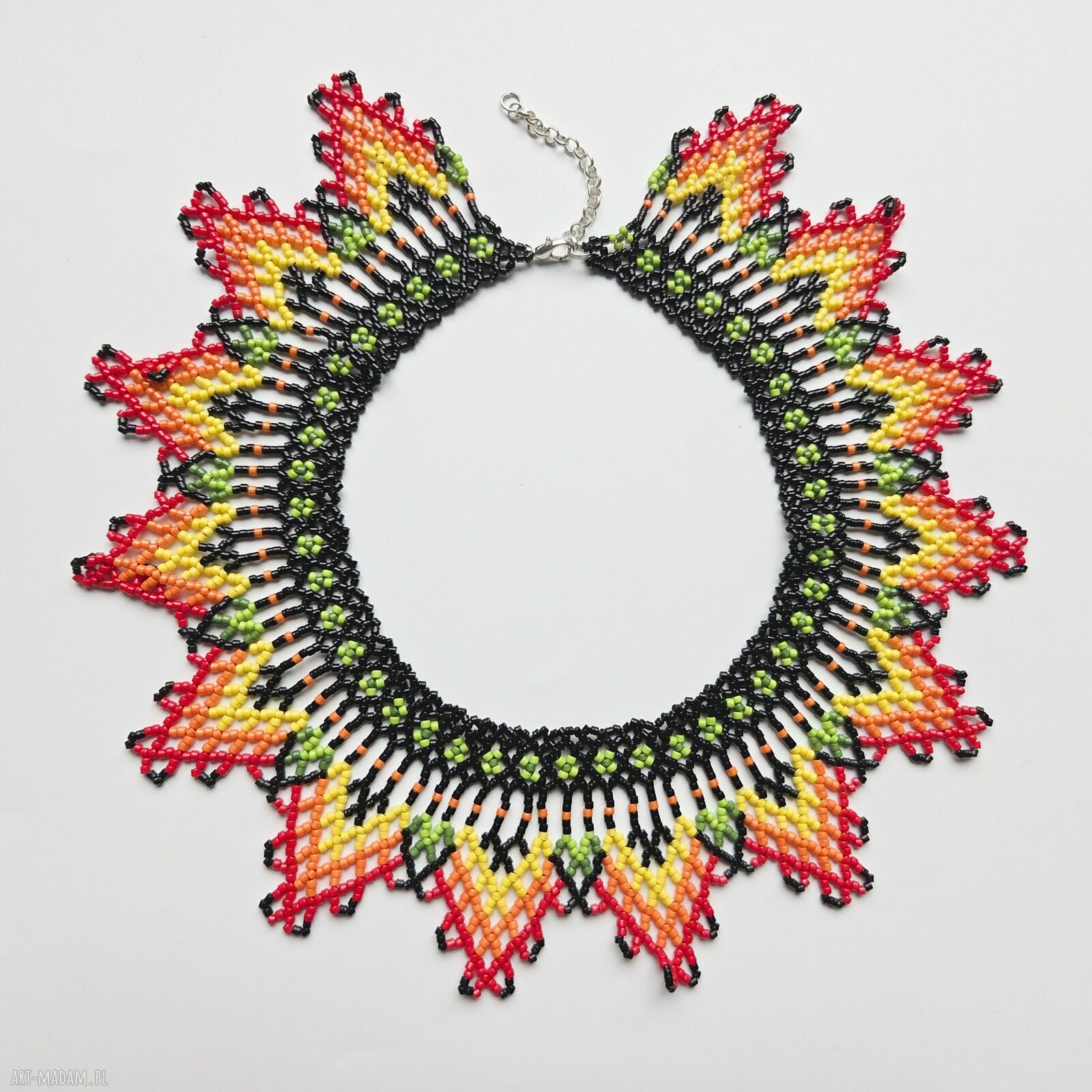 Etniczny naszyjnik „Ogień Słońca” Emberá - koralikowy choker boho