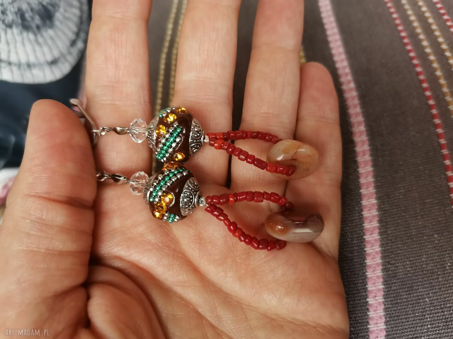 Kolorowe klipsy etno-boho Folk Box x1 - ręcznie robione od Ruda Klara
