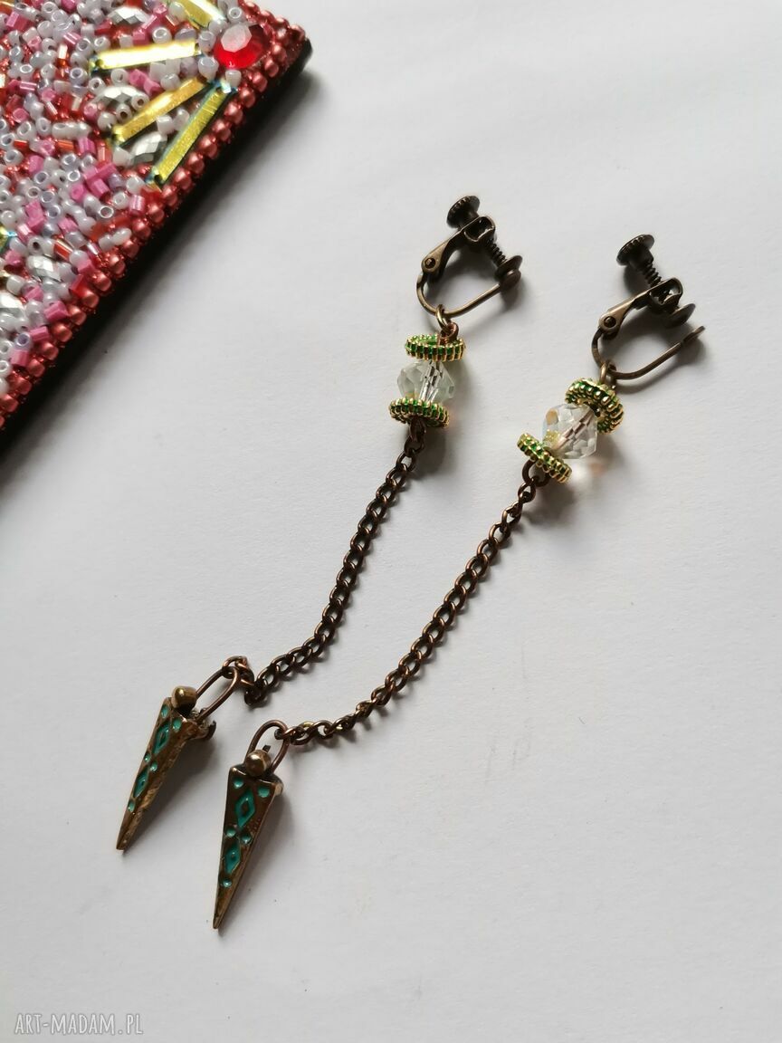 Klipsy etno boho folk Box x1 na ślub (ręcznie robione)
