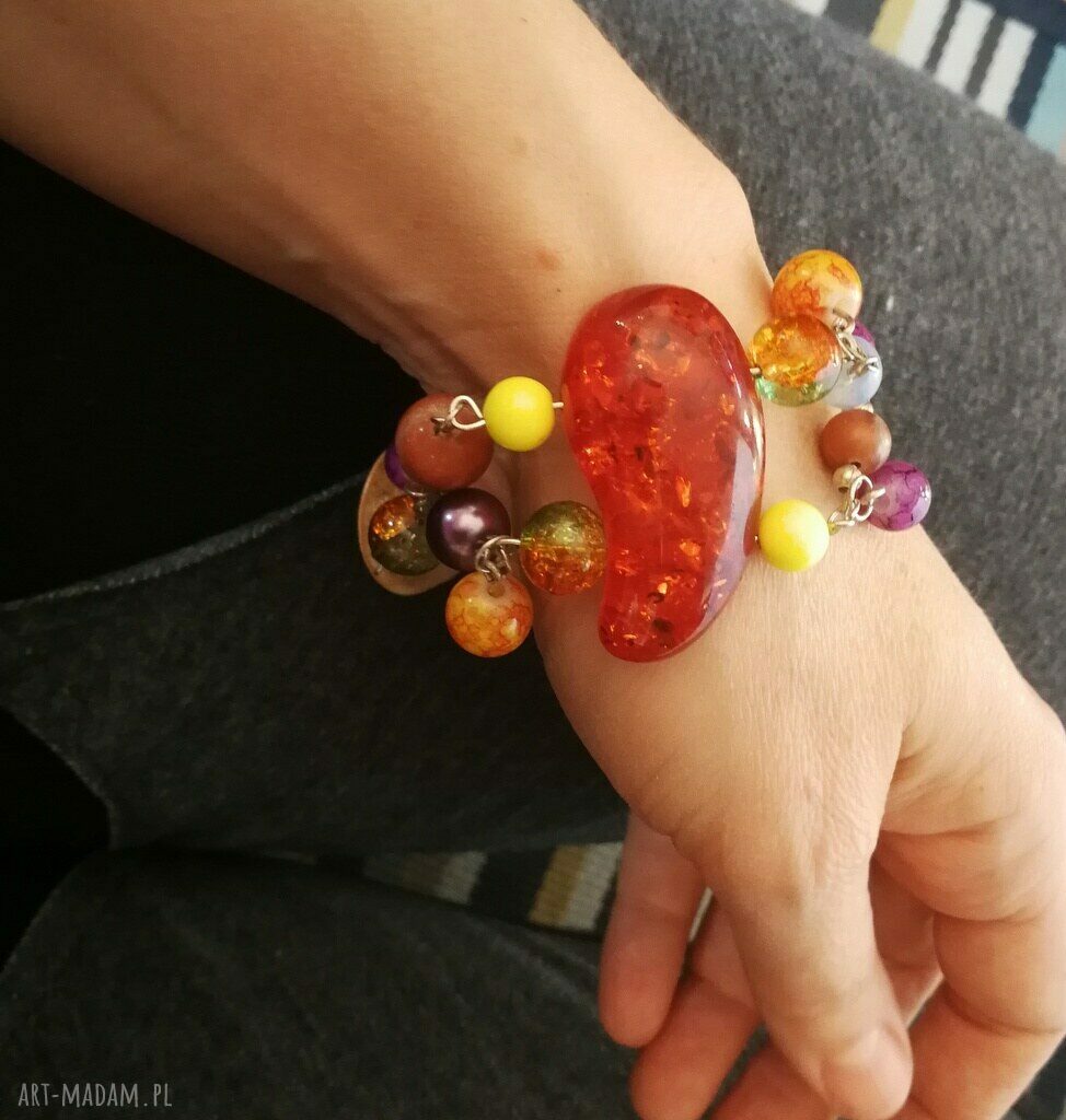 Duża kolorowa bransoletka etno boho handmade