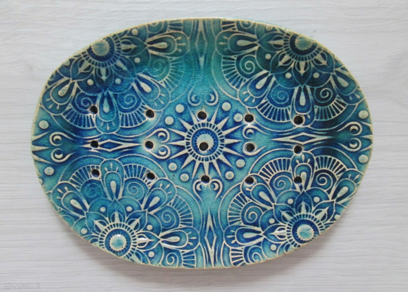Etno ceramiczna mydelniczka z ręcznie wykonanej ceramiki