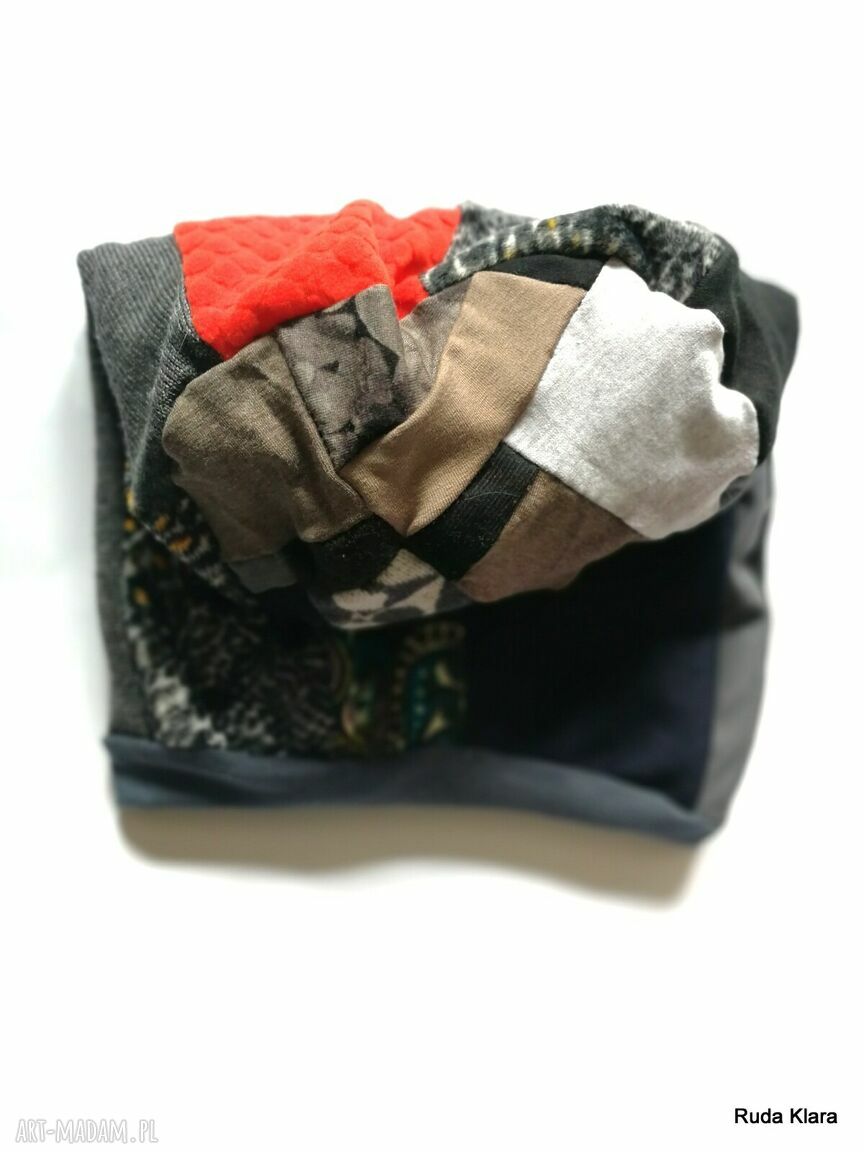 Kolorowa czapka etno boho - wiosenna patchwork na podszewce