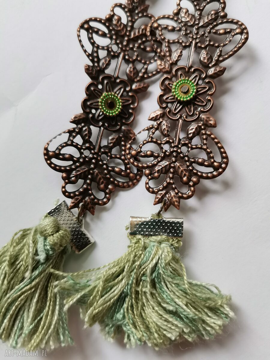 Klipsy etno boho długie chwosty box x1