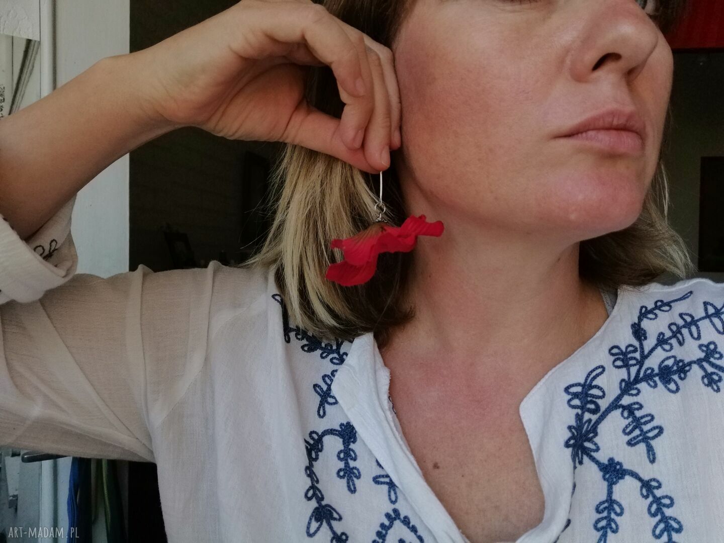 Klipsy etno boho z kwiatkami - leciutkie i twarzowe (box k1)