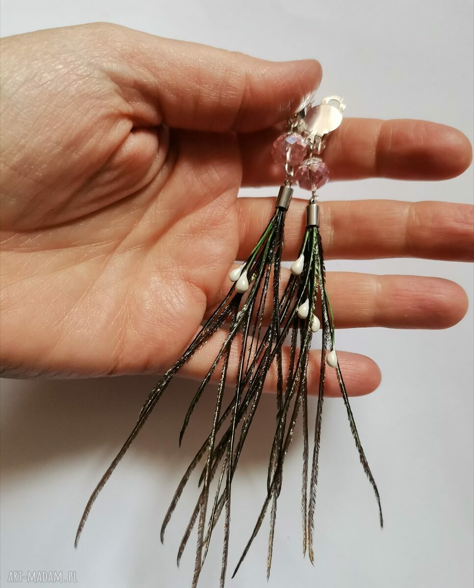 Klipsy etno boho lekkie pióra box x1