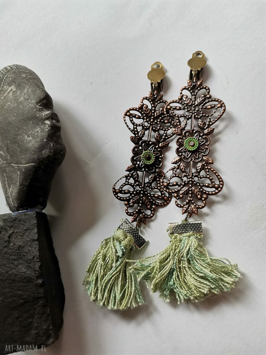 Klipsy etno boho długie chwosty box x1