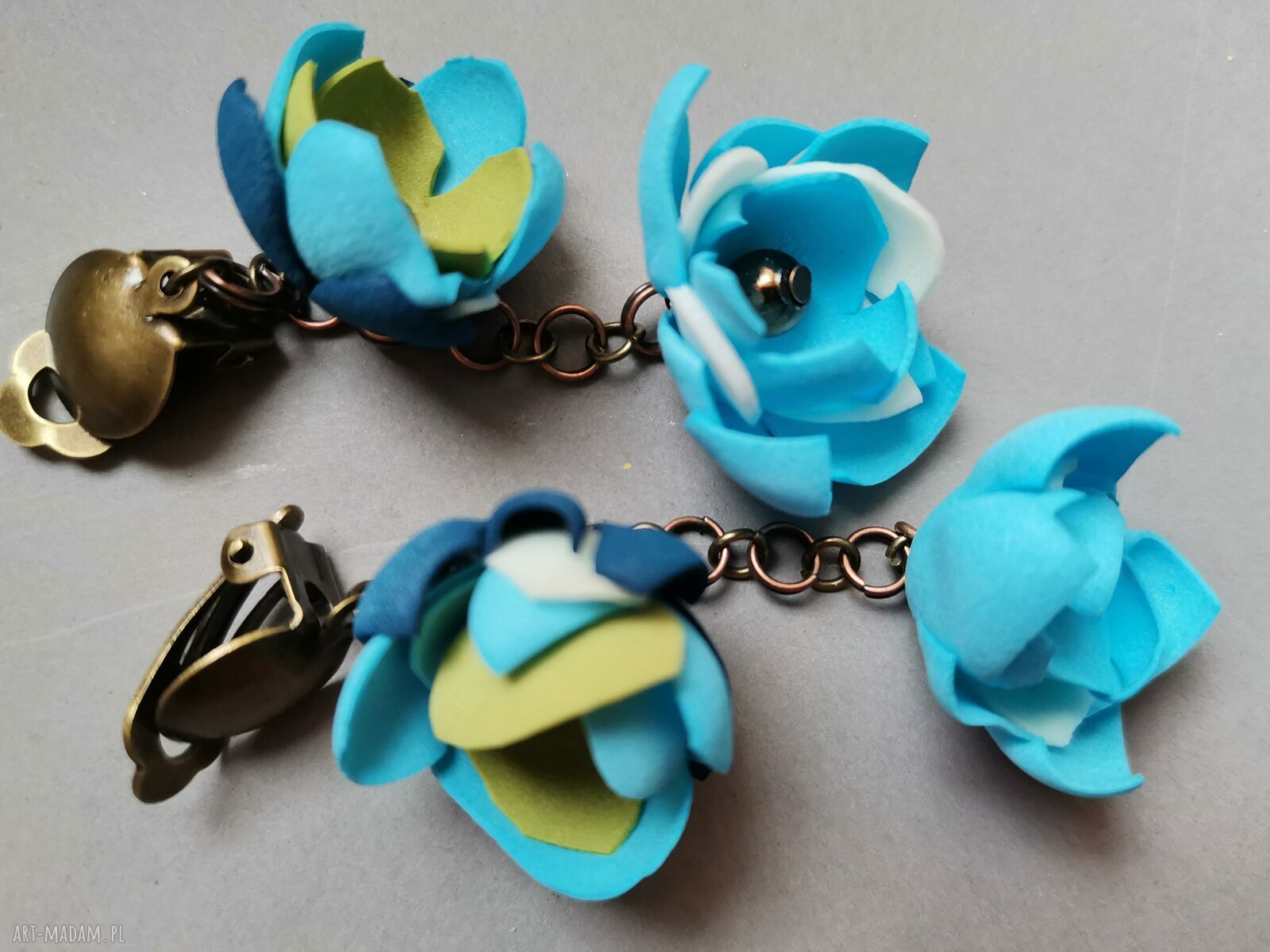 Klipsy etno boho kwiatowe orientalne - lekkie handmade (box x1)