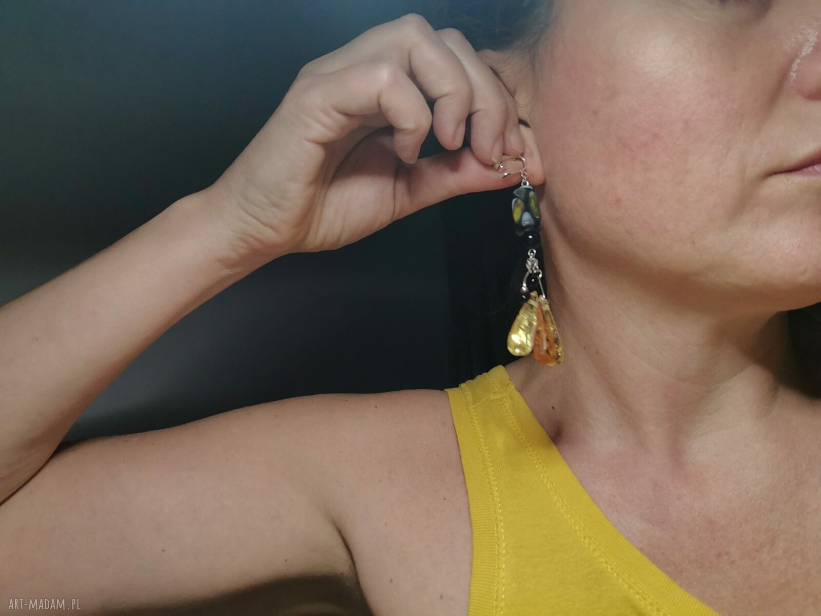Klipsy etno box g1 Frida - kolorowe frędzle boho