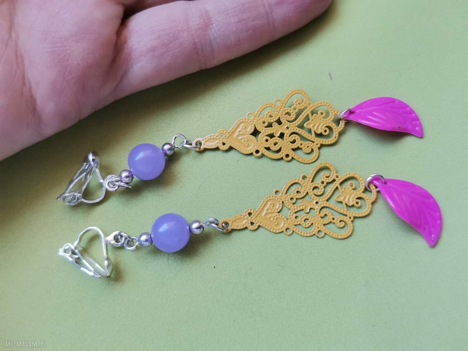 Klipsy etno boho Orient Box K1 (Ruda Klara) - lekkie i kolorowe na klips