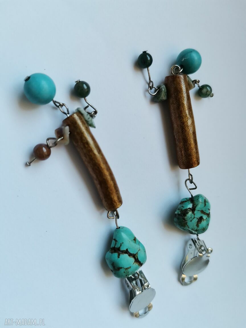 Klipsy etno boho orient box k1 - ręcznie robione na klipsy