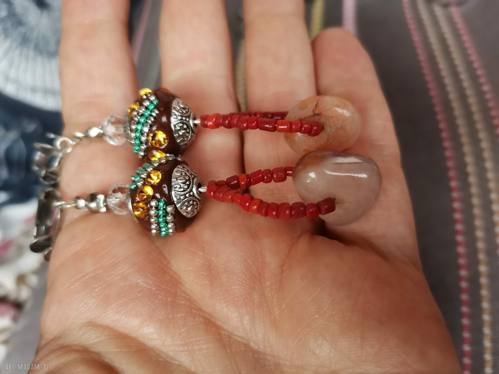 Kolorowe klipsy etno-boho Folk Box x1 - ręcznie robione od Ruda Klara