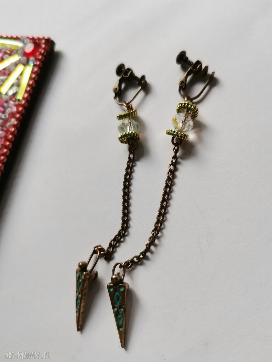 Klipsy etno boho folk Box x1 na ślub (ręcznie robione)