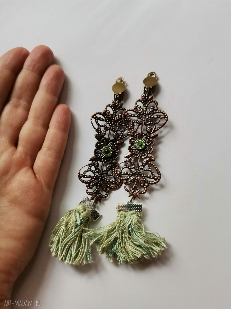 Klipsy etno boho długie chwosty box x1