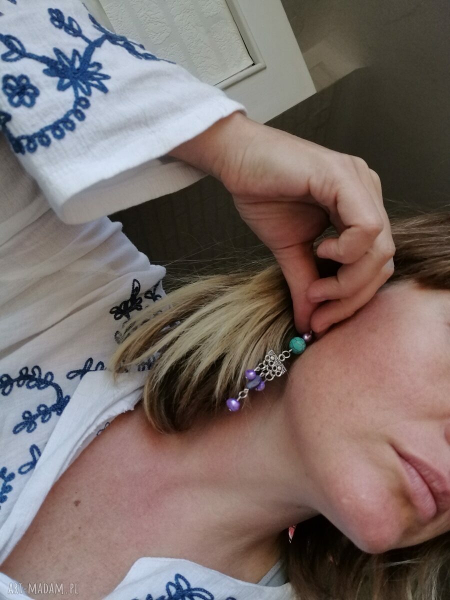 Klipsy etno boho Orient Box k1 - ręcznie robione na klipsach
