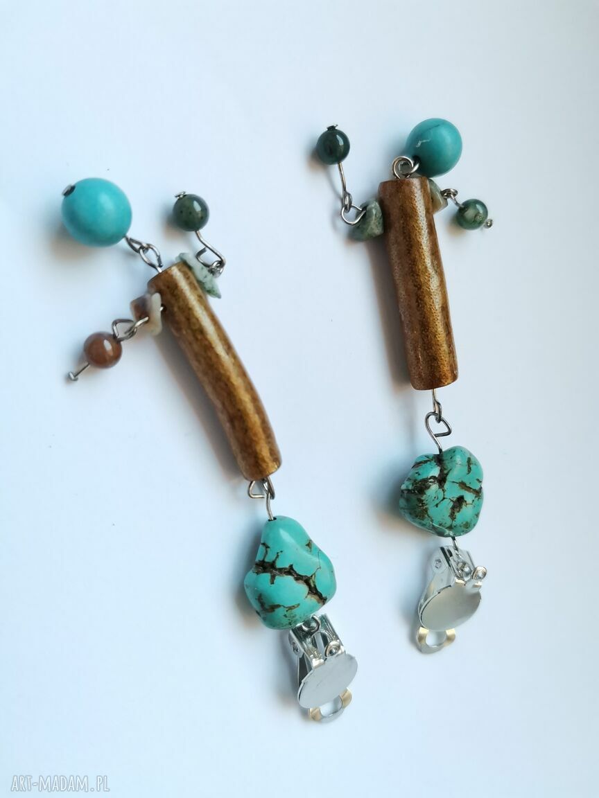 Klipsy etno boho orient box k1 - ręcznie robione na klipsy