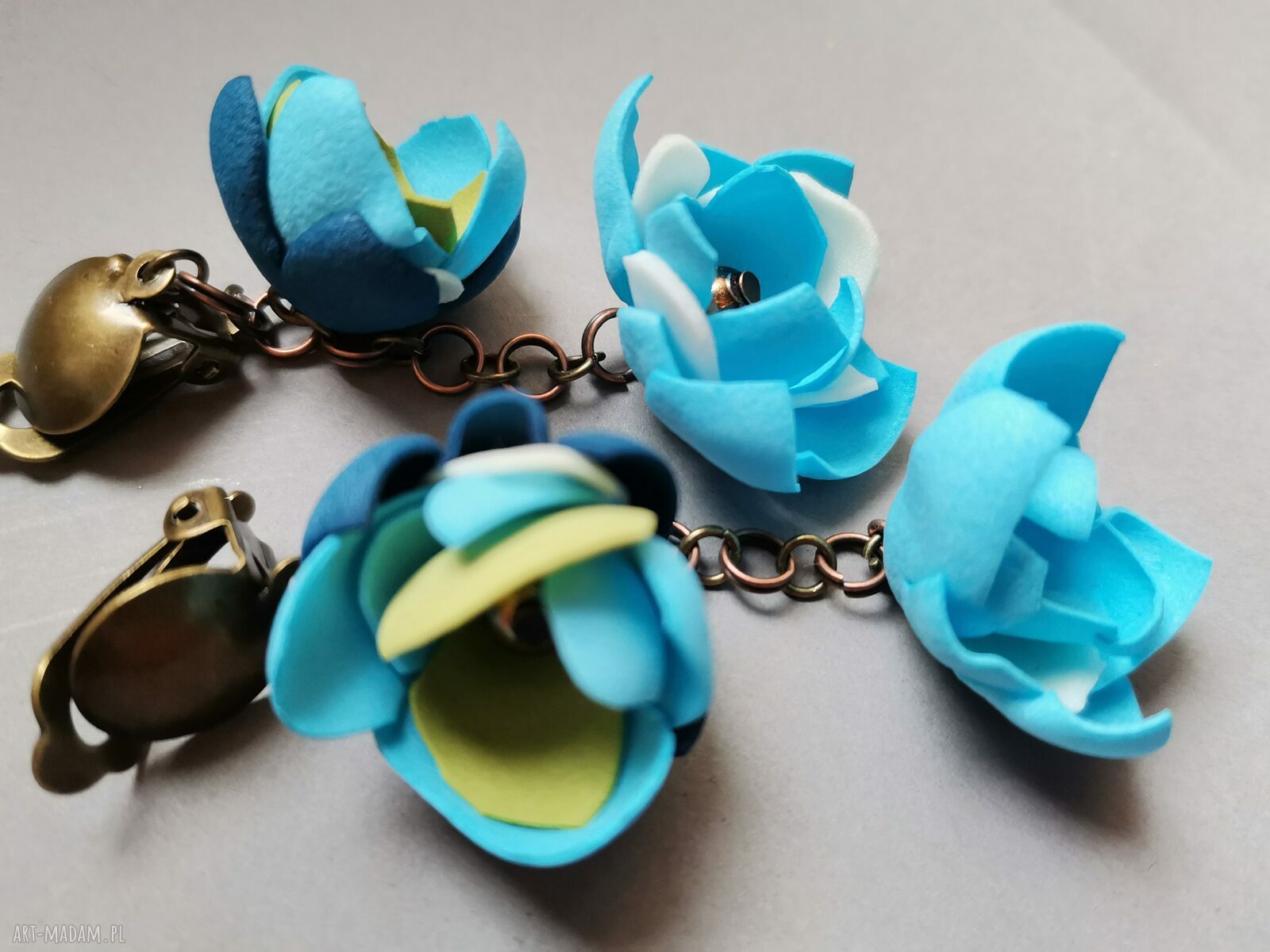 Klipsy etno boho kwiatowe orientalne - lekkie handmade (box x1)