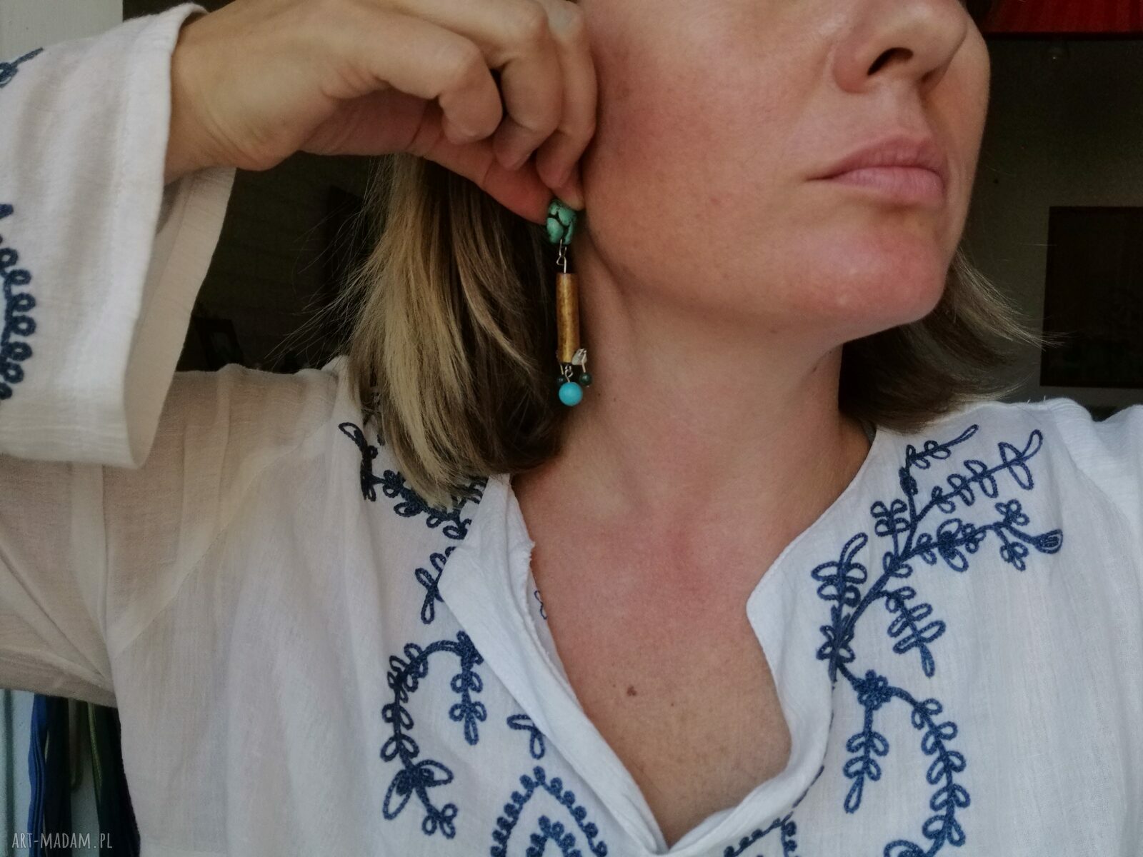 Klipsy etno boho orient box k1 - ręcznie robione na klipsy