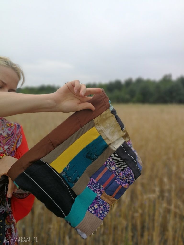 Komin etno boho patchworkowy - ciepły, ręcznie robiony unikat