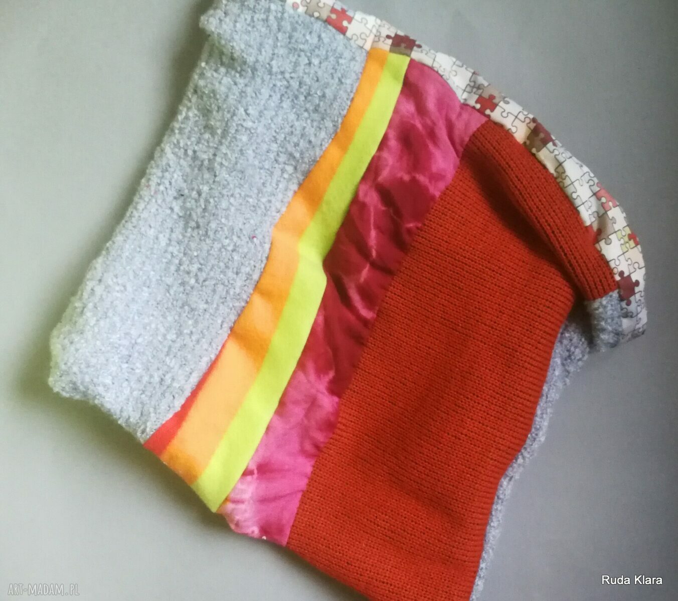 Komin etno boho patchworkowy dla kobiet - kolorowy, ręcznie wykonany