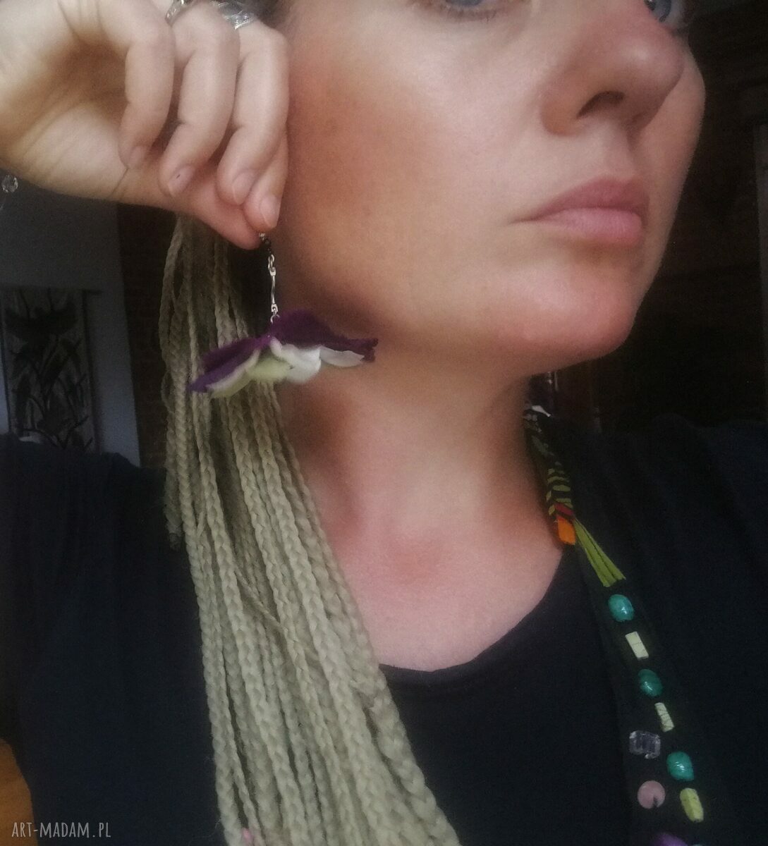 Klipsy etno boho kwiaty folk - wyraziste i lekkie (box x1)