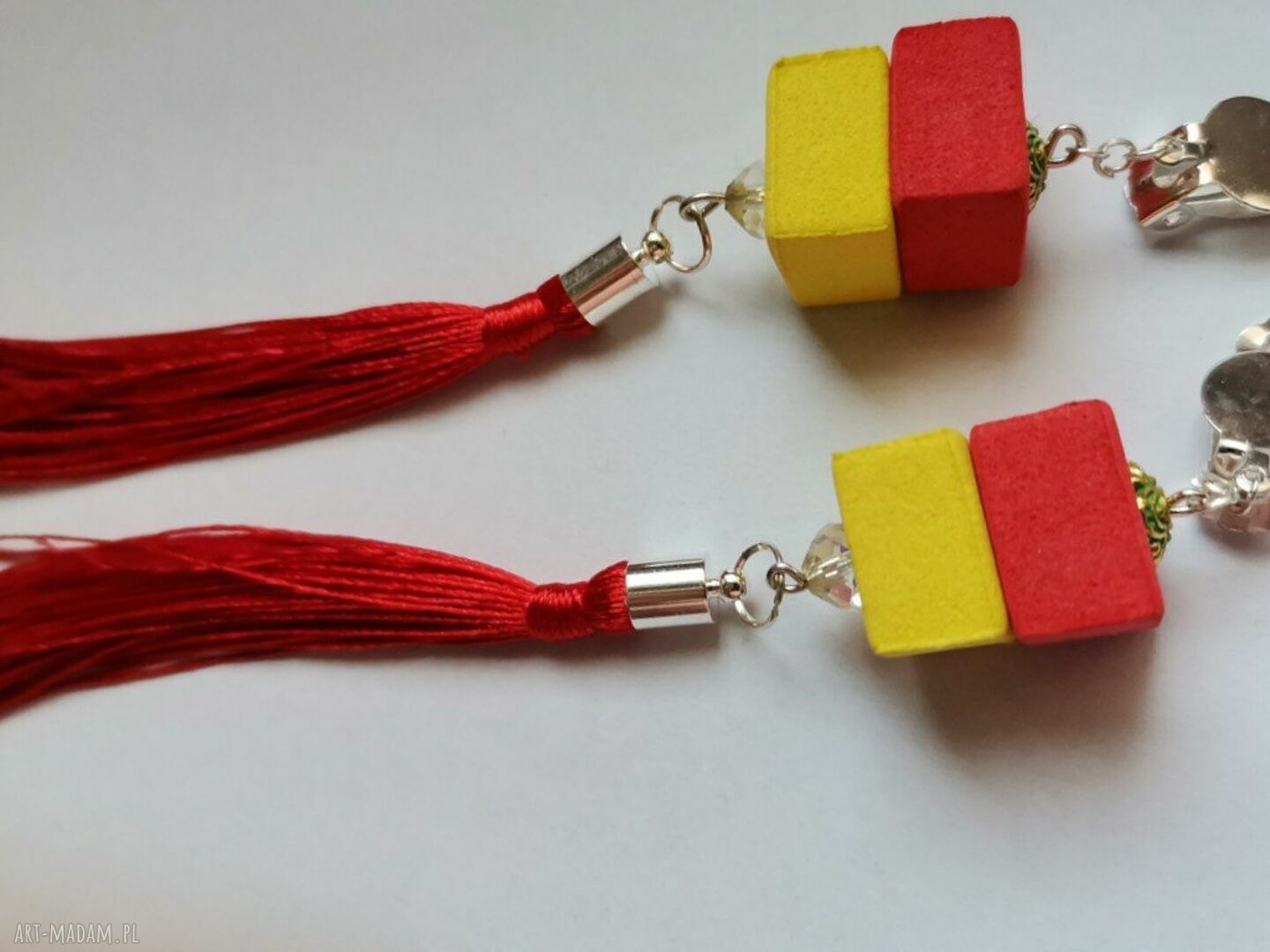 Klipsy etno boho folk z piórami - lekkie i długie X1 (Ruda Klara)