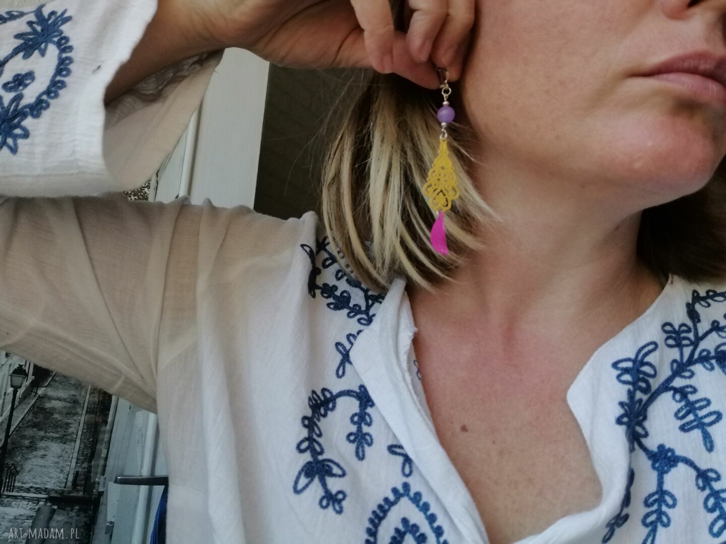 Klipsy etno boho Orient Box K1 (Ruda Klara) - lekkie i kolorowe na klips