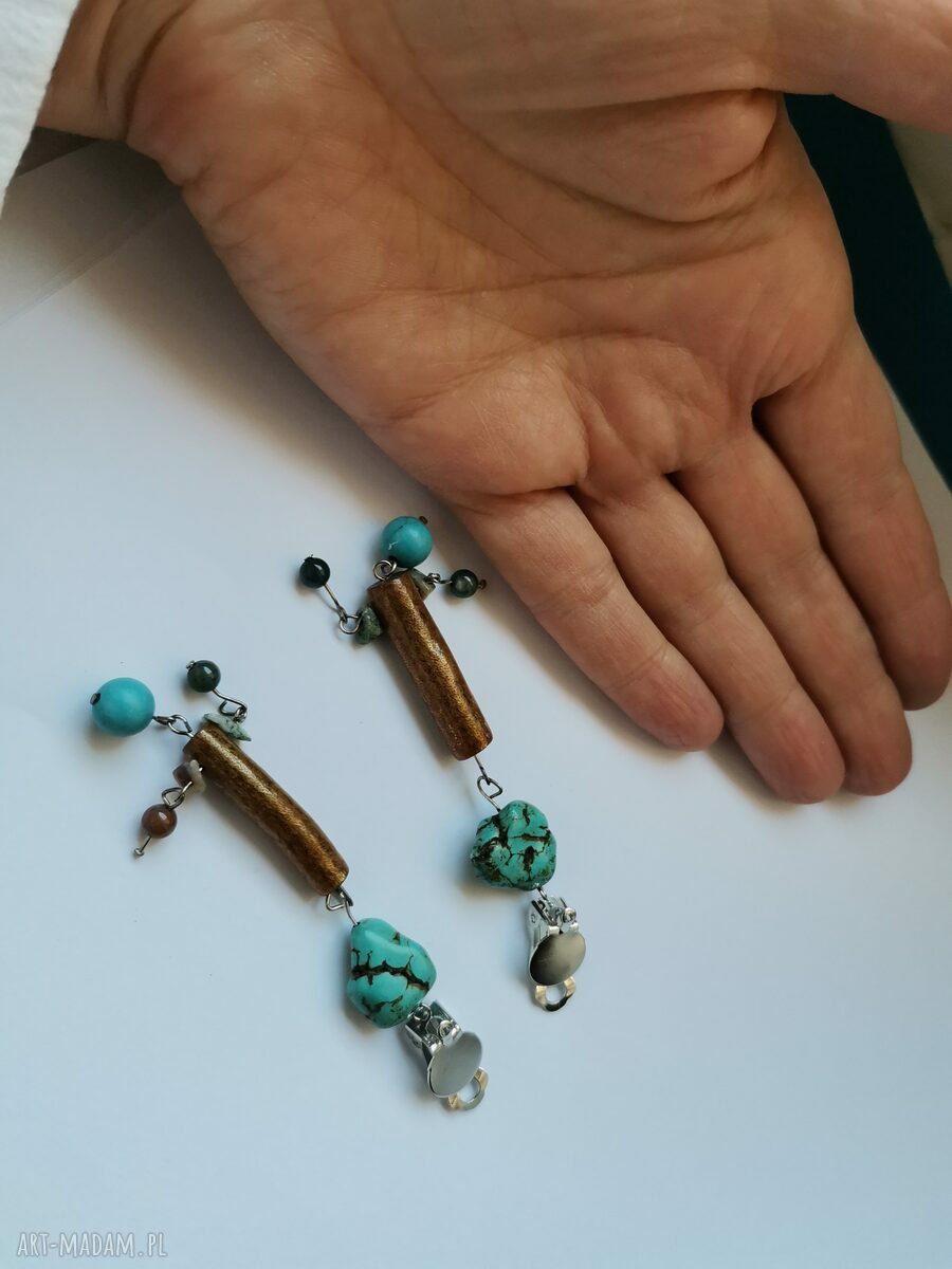 Klipsy etno boho orient box k1 - ręcznie robione na klipsy