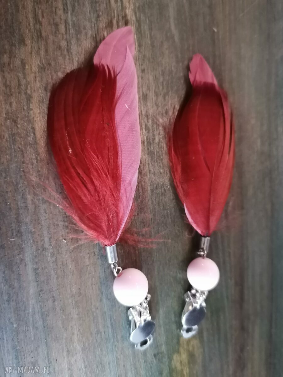 Klipsy etno boho folk Box X1 z piórami