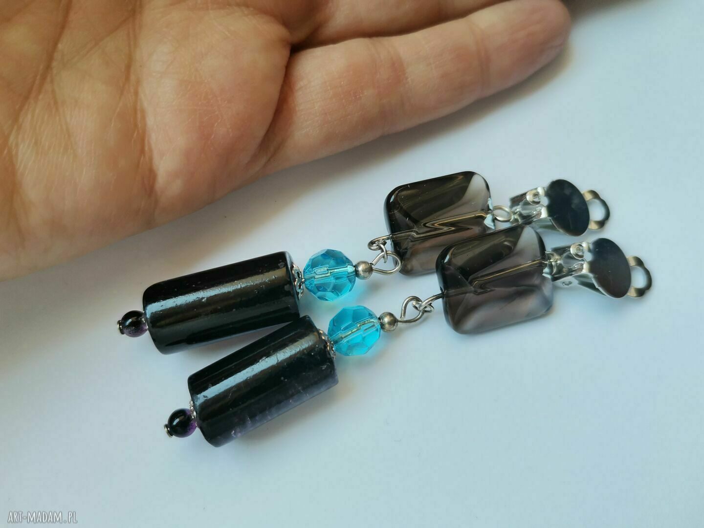 Klipsy etno boho Folk Frida z piórami - Box K1